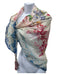 Johnny Was White, Blue, Pink Silk Floral Tassels scarf White, Blue, Pink