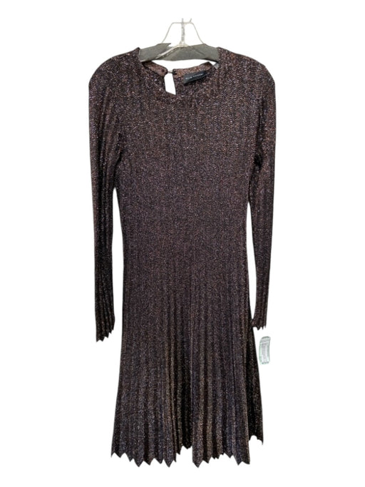 Elie Tahari Size S Brown & Black Viscose & Nylon Blend Metallic Shimmer Dress Brown & Black / S