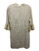 Haris Cotton Size M Tan & Gold Linen Embroidered Geometric Quarter Button Dress Tan & Gold / M