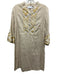 Haris Cotton Size M Tan & Gold Linen Embroidered Geometric Quarter Button Dress Tan & Gold / M