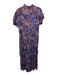 Marie Oliver Size S indigo blue & orange Rayon & Silk Gathered Abstract Dress indigo blue & orange / S