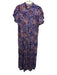 Marie Oliver Size S indigo blue & orange Rayon & Silk Gathered Abstract Dress indigo blue & orange / S