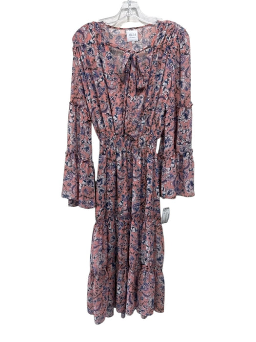 Misa Size XS Pink, Purple, White Polyester Chiffon Floral Smocked Waist Dress Pink, Purple, White / XS