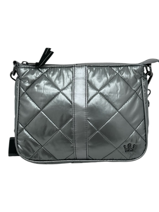 Oliver Thomas Gunmetal Silver Polyester Quilted Zip Crossbody Bag Gunmetal Silver / S