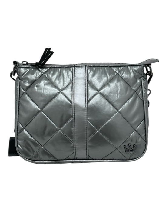 Oliver Thomas Gunmetal Silver Polyester Quilted Zip Crossbody Bag Gunmetal Silver / S