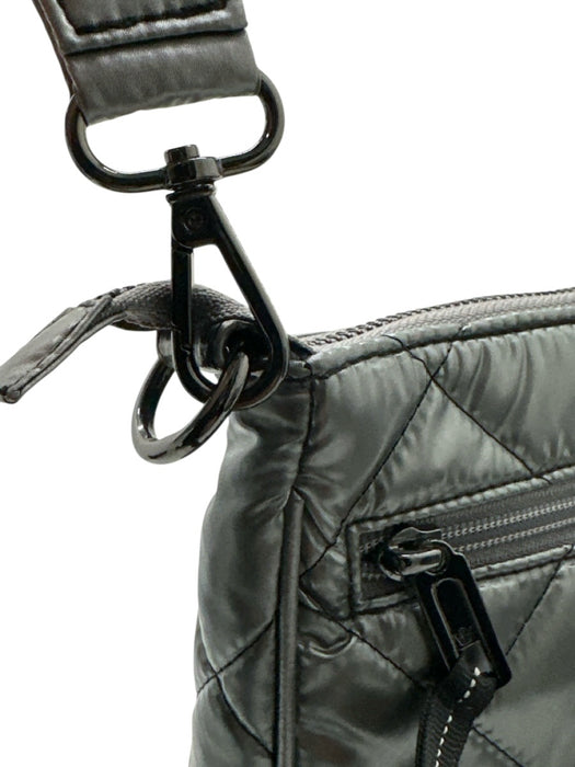 Oliver Thomas Gunmetal Silver Polyester Quilted Zip Crossbody Bag Gunmetal Silver / S