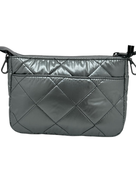 Oliver Thomas Gunmetal Silver Polyester Quilted Zip Crossbody Bag Gunmetal Silver / S