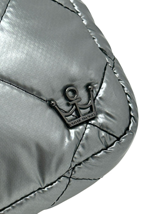 Oliver Thomas Gunmetal Silver Polyester Quilted Zip Crossbody Bag Gunmetal Silver / S