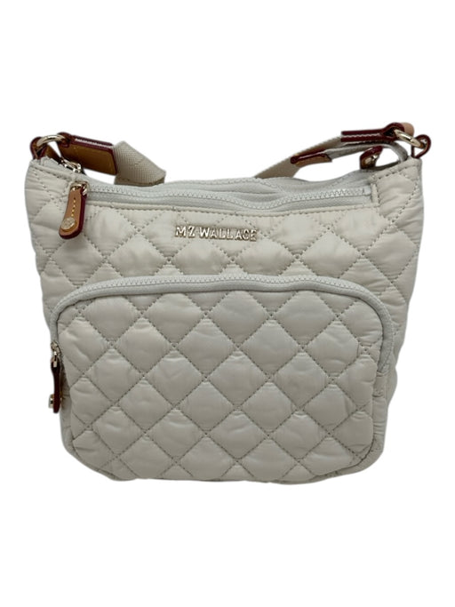 MZ Wallace Cream Nylon Quilted Top Zip Pouch Crossbody Bag Cream / S