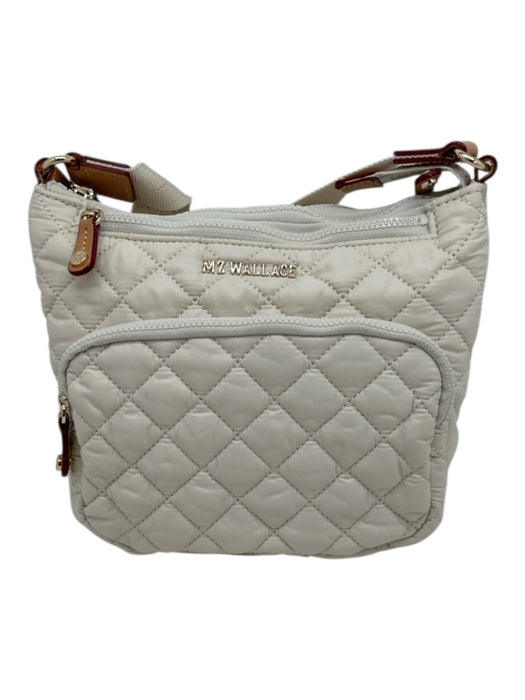 MZ Wallace Cream Nylon Quilted Top Zip Pouch Crossbody Bag Cream / S