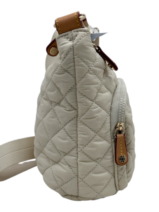MZ Wallace Cream Nylon Quilted Top Zip Pouch Crossbody Bag Cream / S