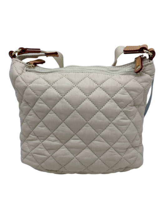 MZ Wallace Cream Nylon Quilted Top Zip Pouch Crossbody Bag Cream / S