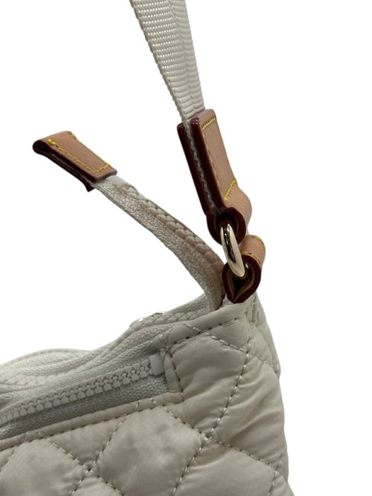 MZ Wallace Cream Nylon Quilted Top Zip Pouch Crossbody Bag Cream / S