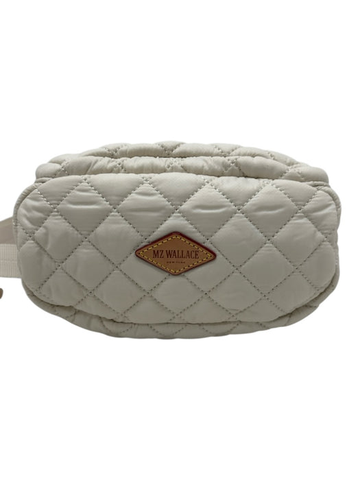 MZ Wallace Cream Nylon Quilted Top Zip Pouch Crossbody Bag Cream / S