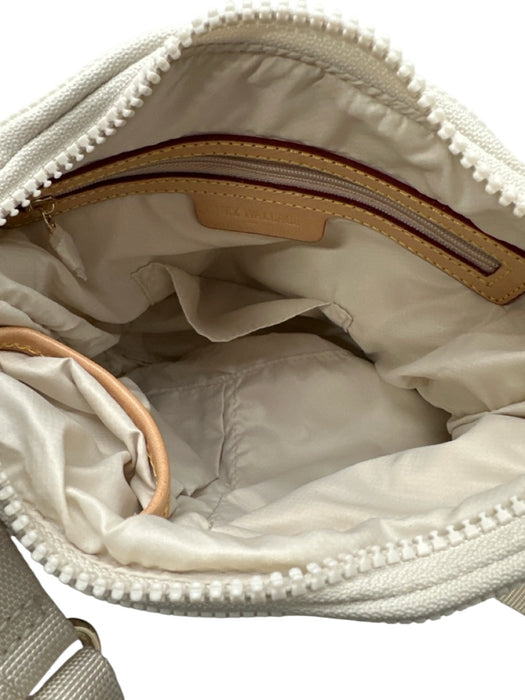 MZ Wallace Cream Nylon Quilted Top Zip Pouch Crossbody Bag Cream / S