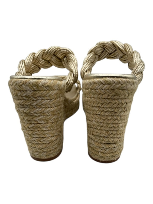 Stuart Weitzman Shoe Size 8.5 Gold & Tan Leather Upper Jute Braided Wedges Gold & Tan / 8.5