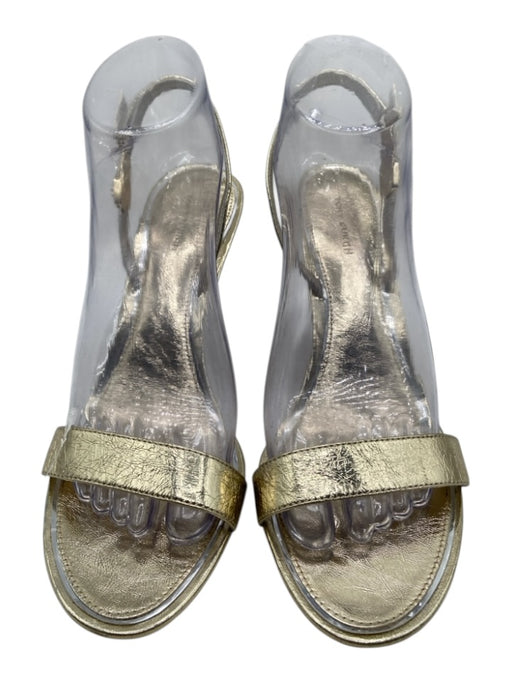 Tory Burch Shoe Size 8.5 Gold Leather Mirrored Heel Buckle Slingback Sandals Gold / 8.5