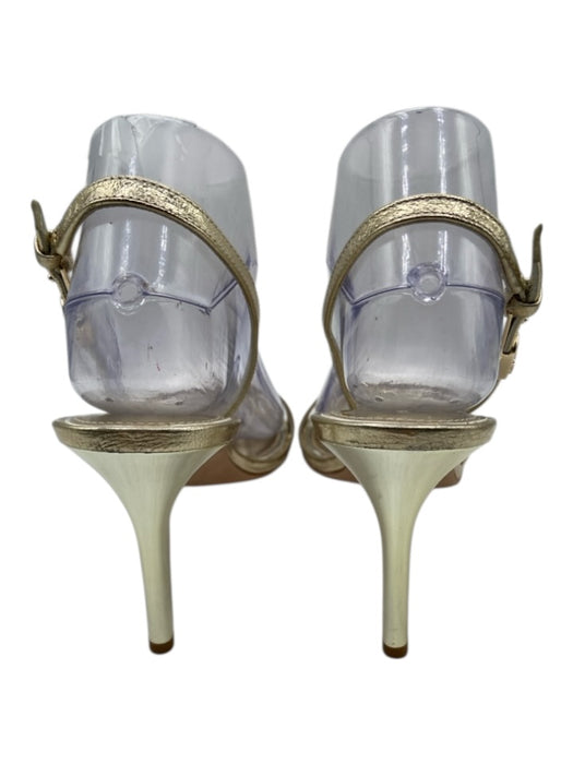 Tory Burch Shoe Size 8.5 Gold Leather Mirrored Heel Buckle Slingback Sandals Gold / 8.5