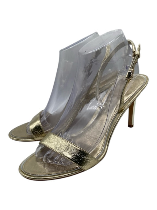 Tory Burch Shoe Size 8.5 Gold Leather Mirrored Heel Buckle Slingback Sandals Gold / 8.5