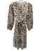 Lola Australia Size Small White & Brown Cotton Long Sleeve V Neck Dress White & Brown / Small