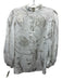 Ted Baker Size 2 White & Gray Polyester Long Sleeve Floral Back Zip Top White & Gray / 2