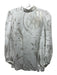 Ted Baker Size 2 White & Gray Polyester Long Sleeve Floral Back Zip Top White & Gray / 2
