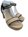 Larroude Shoe Size 8.5 Beige & Black Raffia Square Toe Platform Sandals Beige & Black / 8.5