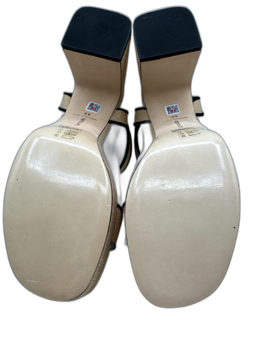 Larroude Shoe Size 8.5 Beige & Black Raffia Square Toe Platform Sandals Beige & Black / 8.5