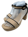 Larroude Shoe Size 8.5 Beige & Black Raffia Square Toe Platform Sandals Beige & Black / 8.5