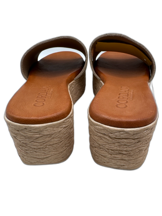 Cordani Shoe Size 39 Gold & Beige Leather Shimmer Raffia Base Platform Sandals Gold & Beige / 39