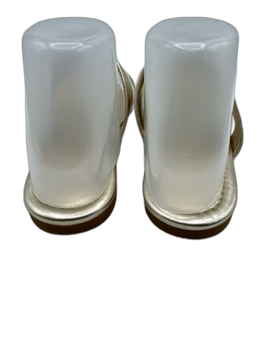 Odissi Shoe Size 39 Gold Leather Round Toe Gold Hardware Slide Thong Sandals Gold / 39