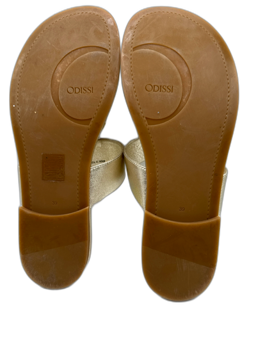 Odissi Shoe Size 39 Gold Leather Round Toe Gold Hardware Slide Thong Sandals Gold / 39