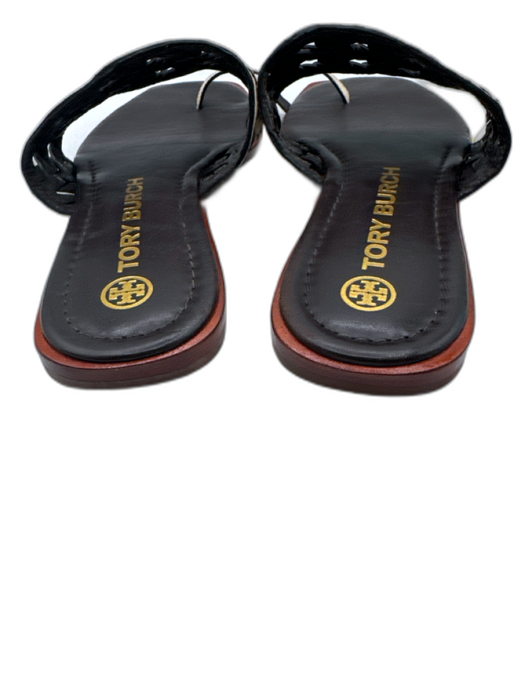 Tory Burch Shoe Size 9 Cream Leather Weave Strap Toe Strap Slide Sandals Cream / 9