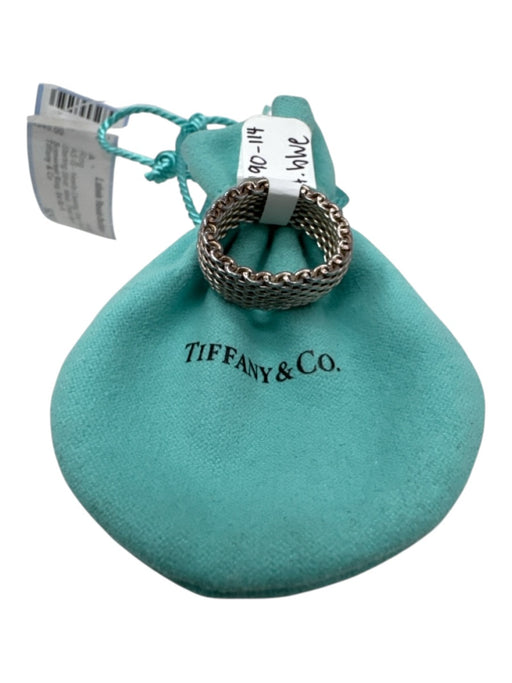 Tiffany & Co Silver Tone 925 Sterling Silver Mesh Chain Band Dustbag Inc. Ring Silver Tone