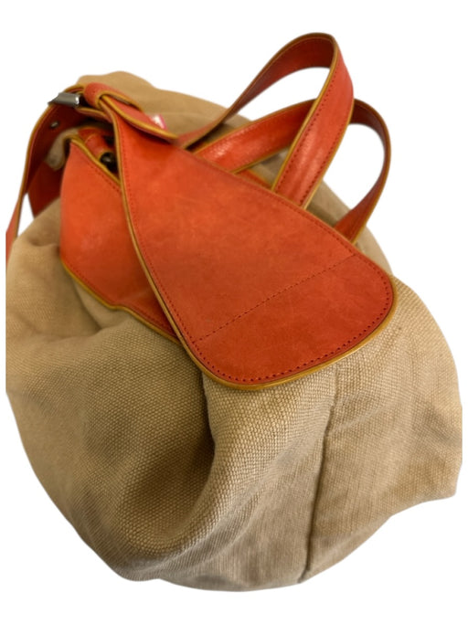 Marni Beige & Orange Canvas & Leather Bucket Shoulder Sack Bag Beige & Orange / XL