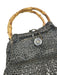 Henry Beguelin Black & Beige Leather Bamboo Handle Woven Toggle Bag Black & Beige / M/L