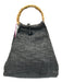 Henry Beguelin Black & Beige Leather Bamboo Handle Woven Toggle Bag Black & Beige / M/L
