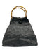 Henry Beguelin Black & Beige Leather Bamboo Handle Woven Toggle Bag Black & Beige / M/L