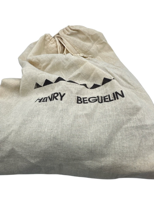 Henry Beguelin Black & Beige Leather Bamboo Handle Woven Toggle Bag Black & Beige / M/L