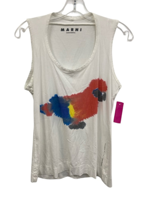 Marni Size L / 40 White, Red, Blue Cotton Sleeveless Parrot Tank Top Tank Top White, Red, Blue / L / 40