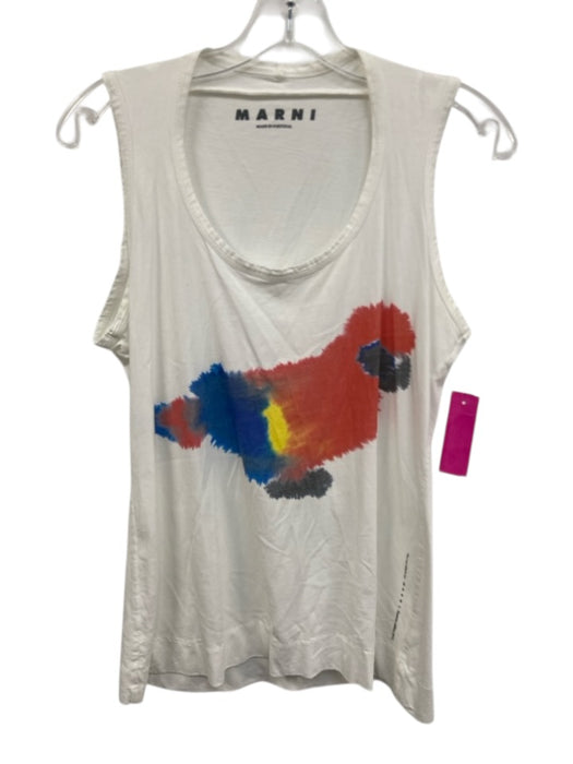 Marni Size L / 40 White, Red, Blue Cotton Sleeveless Parrot Tank Top Tank Top White, Red, Blue / L / 40