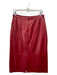 Tibi Size 6 Red Leather Pencil Back Zip Knee Length Skirt Red / 6