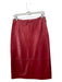 Tibi Size 6 Red Leather Pencil Back Zip Knee Length Skirt Red / 6