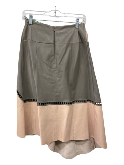 Tibi Size 2 Pink & gray Lamb leather Side Zip Cut Out Detail Knee Length Skirt Pink & gray / 2