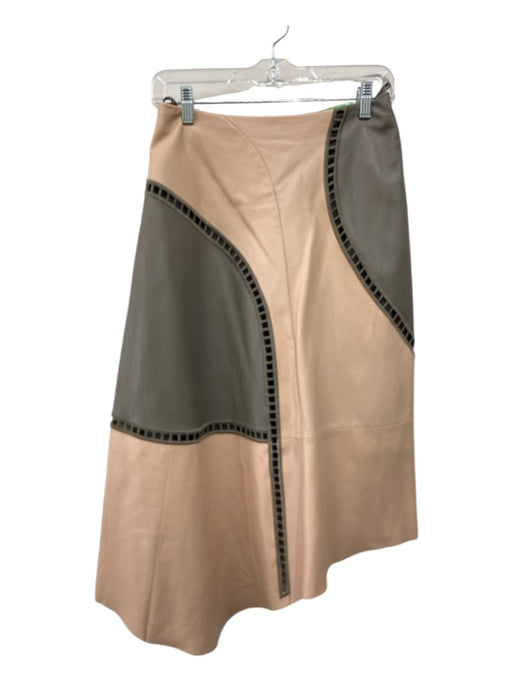 Tibi Size 2 Pink & gray Lamb leather Side Zip Cut Out Detail Knee Length Skirt Pink & gray / 2