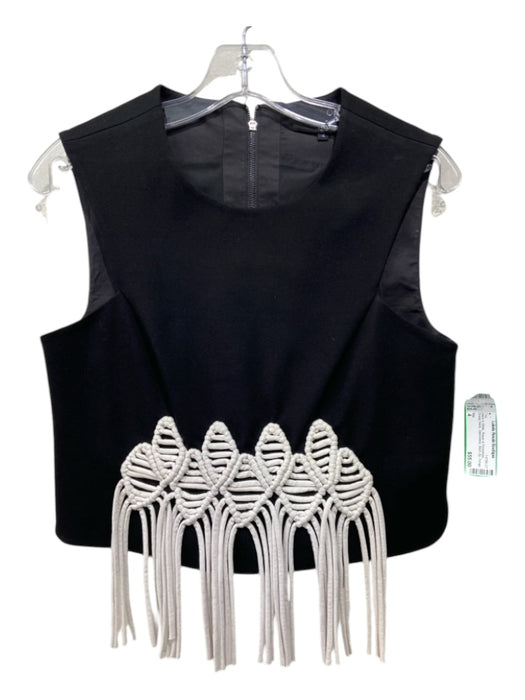 Tibi Size 4 Black & White Rayon & Polyamide Scoop Neck Sleeveless Back Zip Top Black & White / 4