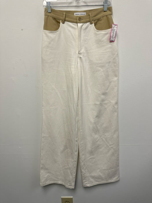 Karina Grimaldi Size M/XS Khaki Beige & White Cotton Denim Sleeveless Pant Set