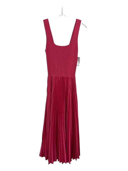 Theory Size P Red Pink Rayon & Polyester Sleeveless Ribbed Detail Midi Dress Red Pink / P