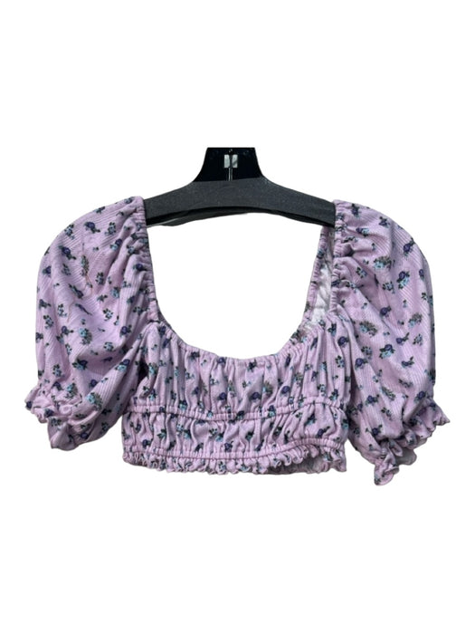 For Love & Lemons Size XS Pink & Multi Polyester floral print Puff Sleeves Top Pink & Multi / XS