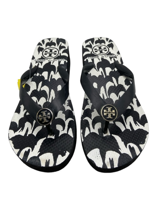 Tory Burch Shoe Size 6.5 Black & White Foam Flip Flop Wedge Pattern Sandals Black & White / 6.5